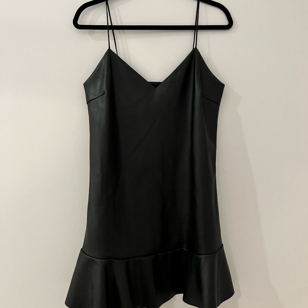 NWOT Olivaceous Black Faux Leather Dress- M
